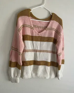 V neck knit sweater Pink Size M thumbnail 1