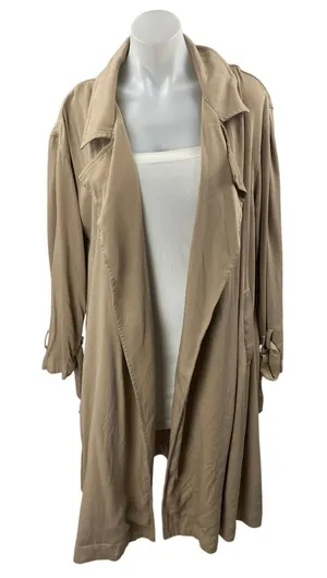 Urban Outfitters Brown Tan Open Front Long Sleeve Trench Overcoat Jacket Size M thumbnail 1