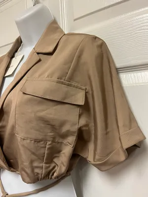 Khaki Utility Crop Shirt thumbnail 4