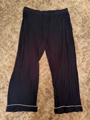 Cozy Earth Viscose From Bamboo Sleep Pants Black Contrast Piping Pajama Stretch thumbnail 1