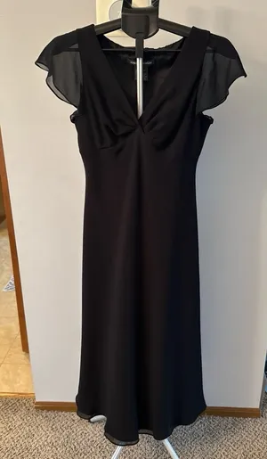 Jones Wear Dress Women's Black Sheer Short Sleeve Long Dress‎ Size 8 thumbnail 1