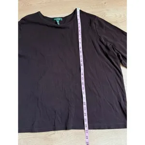 EUC Lauren Ralph Lauren brown 100% cotton 3/4 sleeve t-shirt MINIMALIST size 3X thumbnail 5