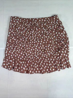 Abercrombie & Fitch Ruched Mini Skirt XL NWT Dusty Pink Polka Dot Mod Preppy thumbnail 8