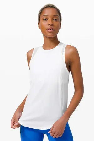 Lululemon Women's White Sculpt Mesh Back Relqxed Fit Tank Sz 12 thumbnail 1