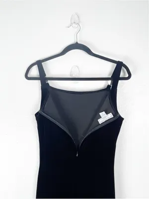 JESSICA MCCLINTOCK GUNNE SAX Black Velvet Back Zipper Jeweled Straps Dress 9/10 thumbnail 8