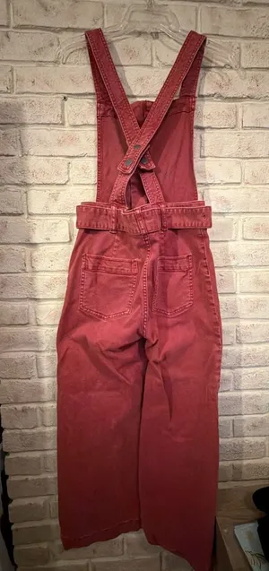 Free People We The Free Red Overalls With Belt Size 2 thumbnail 4