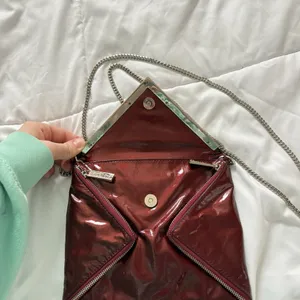 KOOBA Envelope Style Patent Leather Clutch Crossbody Shoulder‎ Chain Dark Red thumbnail 6