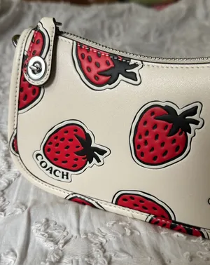 Coach Cream Leather Crossbody with Red Strawberry Print thumbnail 1