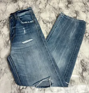 7 for all Mankind Distressed button fly high rise denim jeans straight leg 25 thumbnail 1