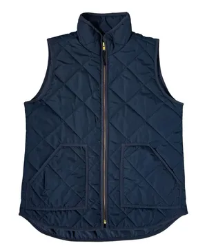 J Crew Mercantile Navy Blue Quilted Puffer Vest Size S Full Zip Equestrian NEW thumbnail 1