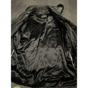 Images By Damselle Black‎ Leather Coat Vintage Women's Sz XL -200 thumbnail 3
