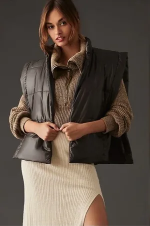 Pilcro By Anthropologie Black Tie‎ Side Packable Puffer Vest One Size thumbnail 1