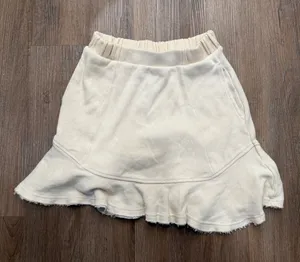 FP Beach Free People Skirt XS Ruffle Hem‎ Textured Knit Mini Cream thumbnail 1