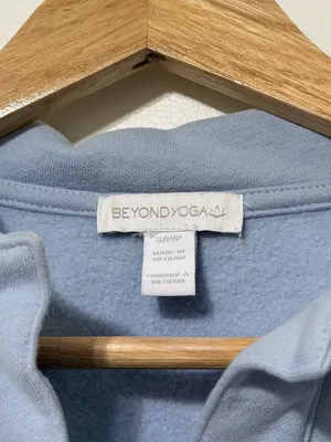 Beyond Yoga LuxeFleece Collared Sweatshirt Size Small Blue Sweater thumbnail 3