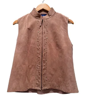 JH Collectibles Petite Suede Studded Vest Taupe Boho Western Y2K‎ Large thumbnail 1