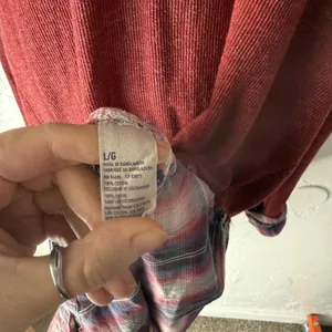 Hollister Sweater Y2k Large Red Plaid‎ Flannel Layered Look Long Sleeve Top thumbnail 7