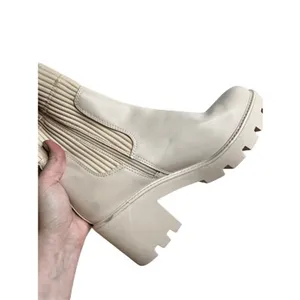Bar III Cream Ribbed Sock Lug Sole Block Heel Winter Boots Size 11M thumbnail 6