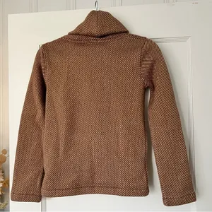J. Crew Long-sleeve funnelneck pullover in camel herringbone size XXS EUC thumbnail 6