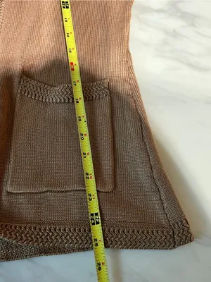 Belle Poque Tan Open Front Knit Cardigan Sweater Pockets Size S thumbnail 5