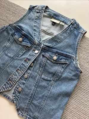 Universal Threads Light Blue Cotton Denim Vest Size Small thumbnail 3