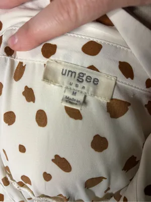 Umgee White Peplum Blouse with Brown Spot Print thumbnail 3