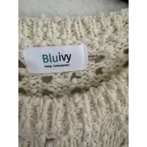 Bluivy‎ Young Contemporary Ivory Crochet Knit Short Sleeve Sweater Top T02318 M thumbnail 2