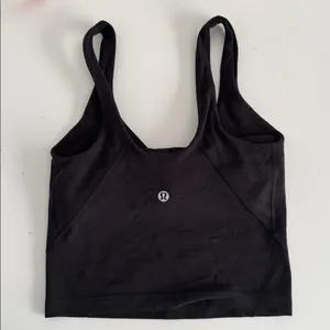 Lululemon Black V-Neck Crop align Top with built in shelf bra. Size 0 thumbnail 2