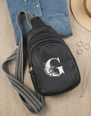 Black Monogram G Mini Backpack Sling Bag Hidden Zipper Compact Travel Pack Chic thumbnail 1