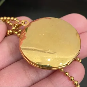 Vintage Unsigned Gold-tone Ball Chain Locket Pendant Necklace thumbnail 6