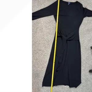Scoop Womens Black Ribbed Knit Tie Front Midi Dress XL 16-18 Long Sleeve thumbnail 4