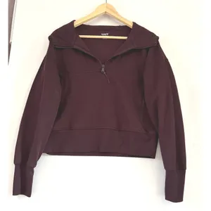 Old Navy Active Dynamic Fleece Half Zip Hoodie Maroon Burgundy Thumbhole Cropped thumbnail 1