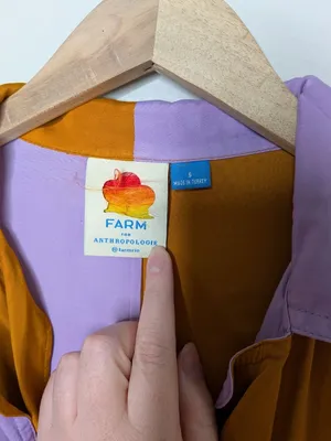 Farm Rio For Anthropologie Colorblock Button-Up Satin Shirt Size S thumbnail 3
