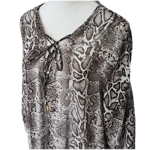 Tommy Bahama Top XL Cover‎ Up Beach Pool Animal Print Lace Up Long Chic Sheer thumbnail 2