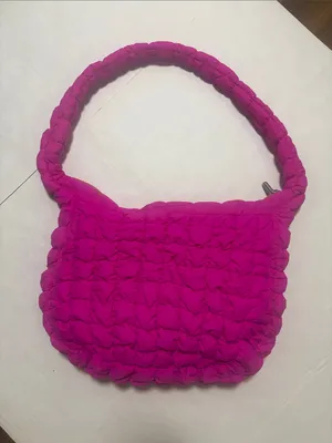 Hot Pink Padded Quilted Crossbody Shoulder Bag Fuchsia Pink Neon Barbie E-Girl thumbnail 3