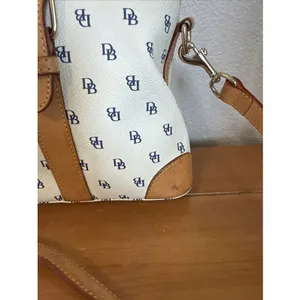 Vintage Dooney Bourke Signature Monogram Y2K 2000 White & Blue Satchel GUC thumbnail 5
