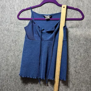Vintage‎ Y2K Papaya Babydoll Top Cami Spaghetti Straps Blue Medium thumbnail 4