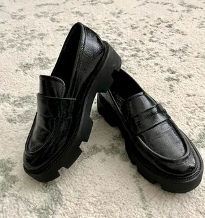 Franco Sarto Chunky Platform Black Patent Leather Loafers Lug Sole thumbnail 1