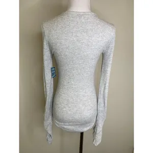 NWT Free People OB878253 Pebble Gray Cozy Up With Me Bodysuit Sz Small thumbnail 2