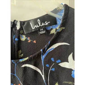 Lulus Welcome Back Black Floral Print Skater Mini 3/4 Sleeve Dress Womens Size M thumbnail 3