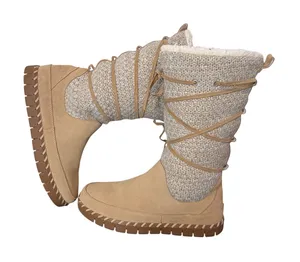 Muk Luks Womens Sweater‎ Knit Boots Mid Calf Size 9.5 Suede Leather Strappy Fur thumbnail 1