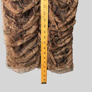 Zara Womens XS Brown Snakeskin Ruched Mesh V-Neck Mini Bodycon Dress NWT thumbnail 5
