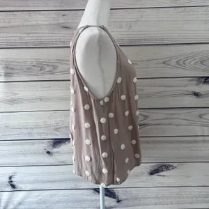 E&M Tan & White Textured Dot Relaxed Fit Tank Top thumbnail 4