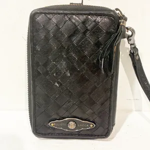 Elliot Lucca Black Woven Leather Organizer Id Slot Wristlet‎ Wallet thumbnail 5