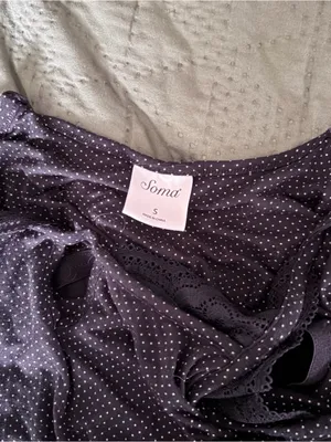 Soma Black Polka Dot Lace Trim Chemise Nightgown Size Small thumbnail 4