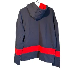 NFL Navy Blue Red Striped Hooded Patriots Boston Football Pullover Women Sz XL thumbnail 2