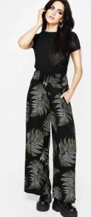Disturbia Wide-Leg Fern Print Pants, 4 thumbnail 1