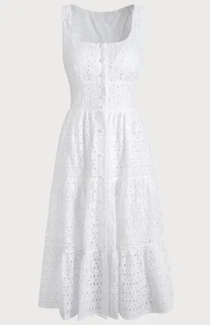 Rihoas Square Neck Tiered Hem Midi Dress thumbnail 5