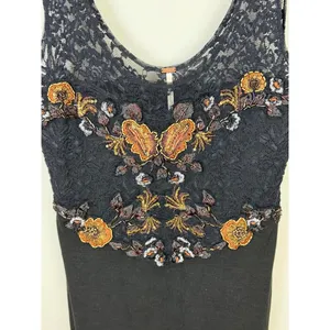 Free People Black Beaded Sleeveless Secrets of Eden Mini Dress - Size - Small thumbnail 4