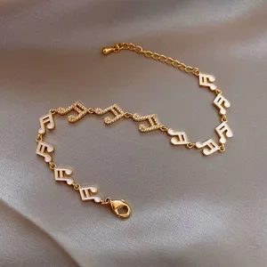 18K Gold Plated Adjustable Musical Note Charm Bracelet for Women thumbnail 3