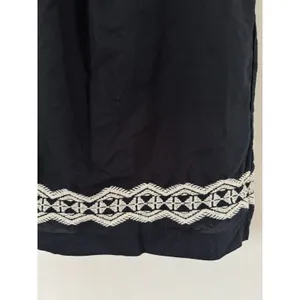 Madewell Navy Blue Linen Blend Aztec Embroidered Knee Length Dress Size Small thumbnail 6